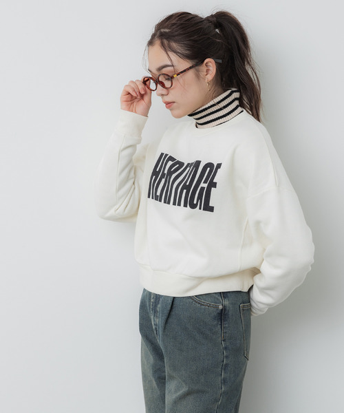 coca(coca)(コカ)の「ポリエステルコットン裏起毛フロッキークロップドスウェット(スウェット・レディース・グレー/アイボリー/オートミール/チャコール・M/L)」の7枚目の写真