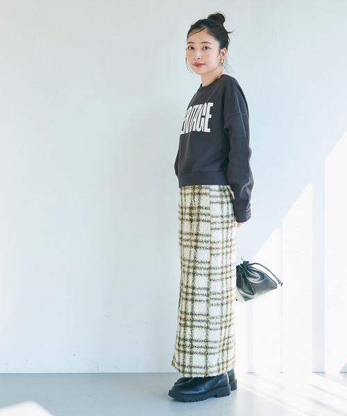 coca(coca)(コカ)の「ポリエステルコットン裏起毛フロッキークロップドスウェット(スウェット・レディース・グレー/アイボリー/オートミール/チャコール・M/L)」の17枚目の写真