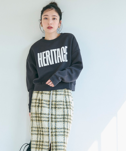 coca(coca)(コカ)の「ポリエステルコットン裏起毛フロッキークロップドスウェット(スウェット・レディース・グレー/アイボリー/オートミール/チャコール・M/L)」の18枚目の写真