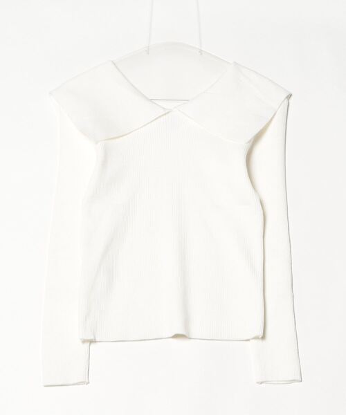 THE YOn（ザヨン）の「ビックカラーリブニットトップス（ニット/セーター・レディース・オフホワイト/グレー/ホワイト×ブラック/ブラック・FREE）」の6枚目の写真