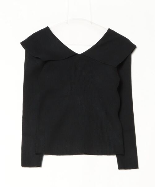 THE YOn（ザヨン）の「ビックカラーリブニットトップス（ニット/セーター・レディース・オフホワイト/グレー/ホワイト×ブラック/ブラック・FREE）」の8枚目の写真