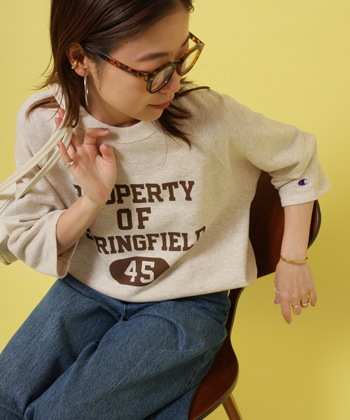 Champion(チャンピオン)の「別注【Champion】*relume CVC French Terry S/S スウェット(スウェット・レディース・アイボリー/チャコールグレー/ブルー/イエロー・LARGE)」の3枚目の写真