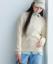 nissen（ニッセン）の「ムースタッチニット柄編みクルーネックトップス＜大きいサイズ有＞（ニット/セーター）」