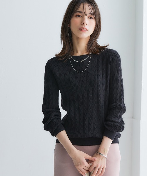 nissen(ニッセン)の「ムースタッチニット柄編みクルーネックトップス<大きいサイズ有>(ニット/セーター・レディース・杢グレー/オフホワイト/ブラック/ロイヤルブルー/ベージュ系/ピンク・LL/L/M/S/3L)」の21枚目の写真