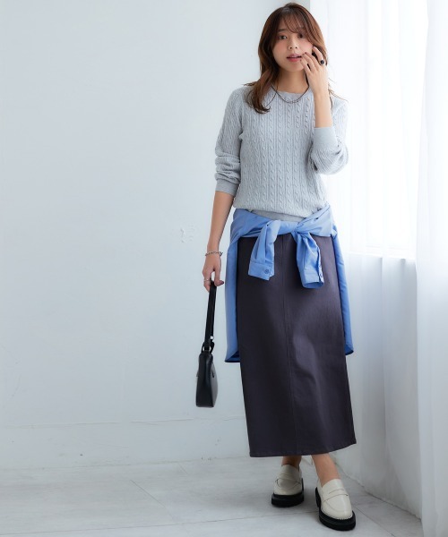nissen(ニッセン)の「ムースタッチニット柄編みクルーネックトップス<大きいサイズ有>(ニット/セーター・レディース・杢グレー/オフホワイト/ブラック/ロイヤルブルー/ベージュ系/ピンク・LL/L/M/S/3L)」の14枚目の写真