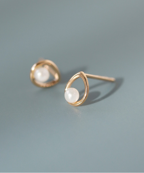 パール×ドロップラインピアス[K10]（ピアス（両耳用））｜ANEMONE（アネモネ）