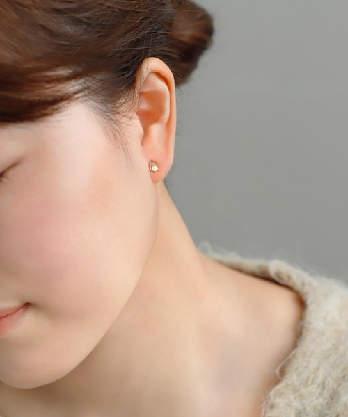 パール×ドロップラインピアス[K10]（ピアス（両耳用））｜ANEMONE（アネモネ）