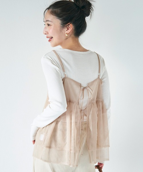 coca（coca）（コカ）の「ラメチュールキャミソール（キャミソール・レディース・チャコール/アイボリー・ONE SIZE）」の2枚目の写真