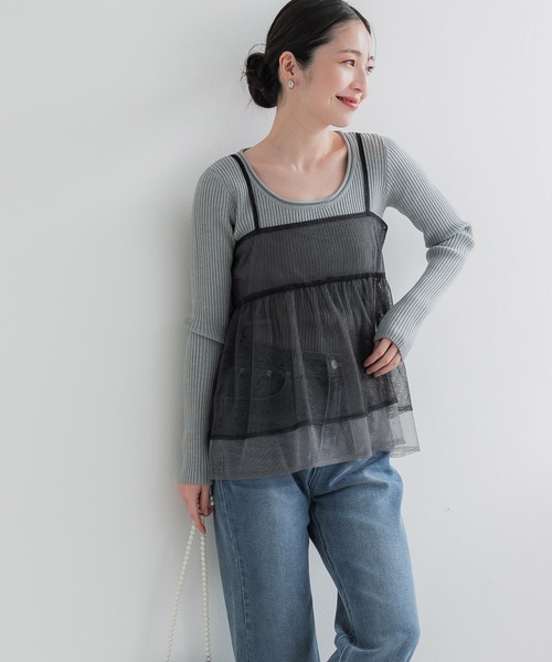 coca（coca）（コカ）の「ラメチュールキャミソール（キャミソール・レディース・チャコール/アイボリー・ONE SIZE）」の13枚目の写真