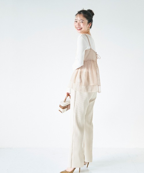 coca（coca）（コカ）の「ラメチュールキャミソール（キャミソール・レディース・チャコール/アイボリー・ONE SIZE）」の6枚目の写真