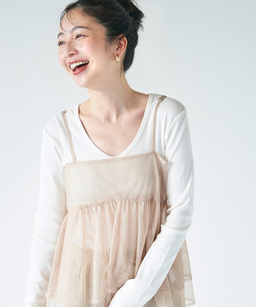 coca（coca）（コカ）の「ラメチュールキャミソール（キャミソール・レディース・チャコール/アイボリー・ONE SIZE）」の7枚目の写真