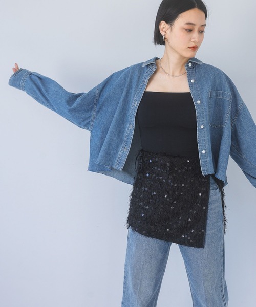 Apbデニムショートシャツ（シャツ/ブラウス）｜apart by lowrys（アパートバイローリーズ）