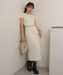 separate french sleeve one piece /セパレート風 スタンドカラー フレンチスリーブ デザイン ワンピース