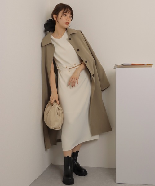 LAULEN(ローレン)の「separate french sleeve one piece /セパレート風 スタンドカラー フレンチスリーブ デザイン ワンピース(ワンピース・レディース・アイボリー・S/M)」の4枚目の写真