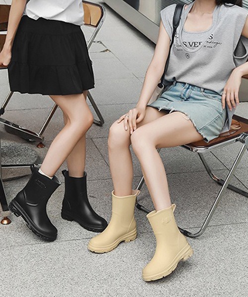 Lace Ladies(レースレディース)の「ラバー素材 タンクソール ショート レイン ブーツ(レインシューズ・レディース・アイボリー/ブラック/グレー・24.5cm/24cm/23.5cm/25cm/23cm)」の11枚目の写真