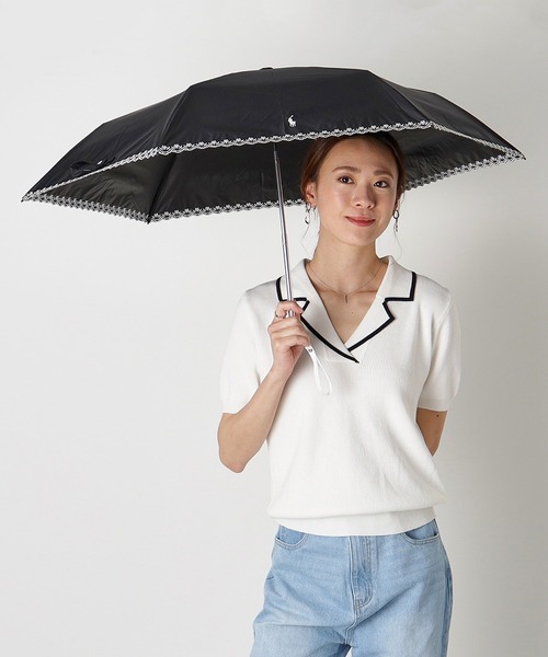 WEB限定】遮光100 晴雨兼用 折りたたみ日傘 軽量 '裾刺繍 POLO