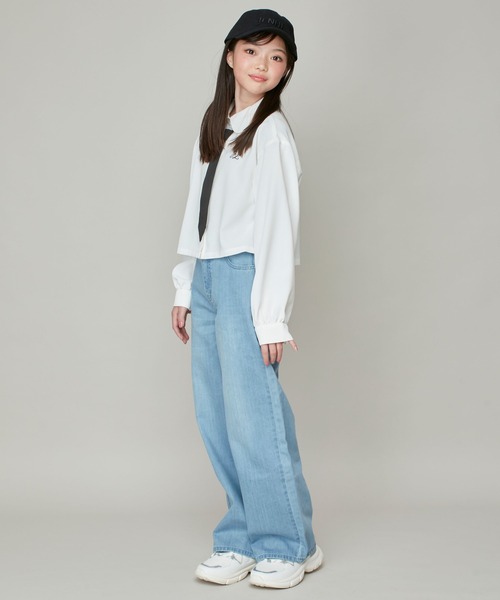 JENNI love(ジェニィラブ)の「チェーンネクタイ付きブラウス(シャツ/ブラウス・キッズ・グレー/オフホワイト/サックスブルー・130cm/140cm/150cm/160cm)」の5枚目の写真