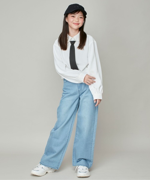 JENNI love(ジェニィラブ)の「チェーンネクタイ付きブラウス(シャツ/ブラウス・キッズ・グレー/オフホワイト/サックスブルー・130cm/140cm/150cm/160cm)」の6枚目の写真