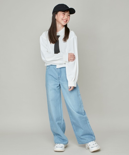 JENNI love(ジェニィラブ)の「チェーンネクタイ付きブラウス(シャツ/ブラウス・キッズ・グレー/オフホワイト/サックスブルー・130cm/140cm/150cm/160cm)」の7枚目の写真
