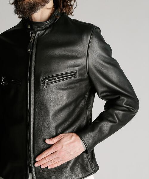 Schott(ショット)の「Schott/ショット/541XX CAFE RACER NEW NAKED/カフェレーサー ニューネイキッド(ライダースジャケット・メンズ・ブラック・34/40/38/42/36/44)」の8枚目の写真