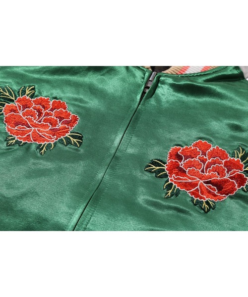 JAPANESE PEONY EMBROIDERY REVERSIBLE SOUVENIR JACKET（スカジャン