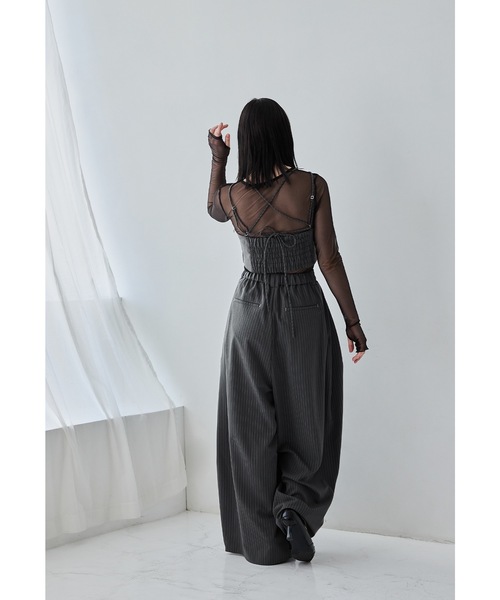 ピンストライプビスチェワイドパンツドレス 2点セット