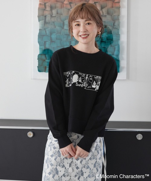 MOOMIN(ムーミン)の「Moomin コミック柄プリント裏毛プルオーバー(スウェット・レディース・ブラック/グレー系その他/ホワイト系その他・FREE)」の6枚目の写真