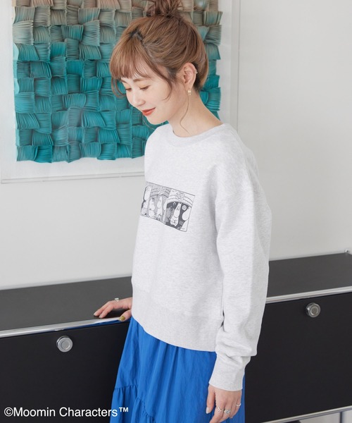 MOOMIN(ムーミン)の「Moomin コミック柄プリント裏毛プルオーバー(スウェット・レディース・ブラック/グレー系その他/ホワイト系その他・FREE)」の4枚目の写真