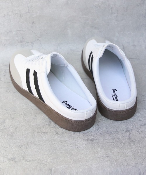 ８(eight)（エイト）の「2本ライン レトロミュールスニーカー（スニーカー・メンズ・ホワイト×ブラック/ブラック×ホワイト・25.0cm/25.5cm/26.0cm/26.5cm/27.0cm/28.0cm）」の4枚目の写真