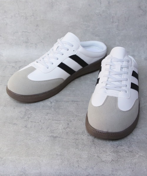 ８(eight)（エイト）の「2本ライン レトロミュールスニーカー（スニーカー・メンズ・ホワイト×ブラック/ブラック×ホワイト・25.0cm/25.5cm/26.0cm/26.5cm/27.0cm/28.0cm）」の5枚目の写真