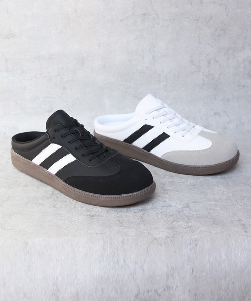 ８(eight)（エイト）の「2本ライン レトロミュールスニーカー（スニーカー・メンズ・ホワイト×ブラック/ブラック×ホワイト・25.0cm/25.5cm/26.0cm/26.5cm/27.0cm/28.0cm）」の11枚目の写真