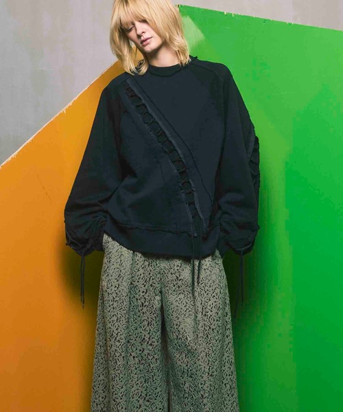 UNISEX》Prime-Over Lace-Up Alien Sweat Crew Neck Pullover