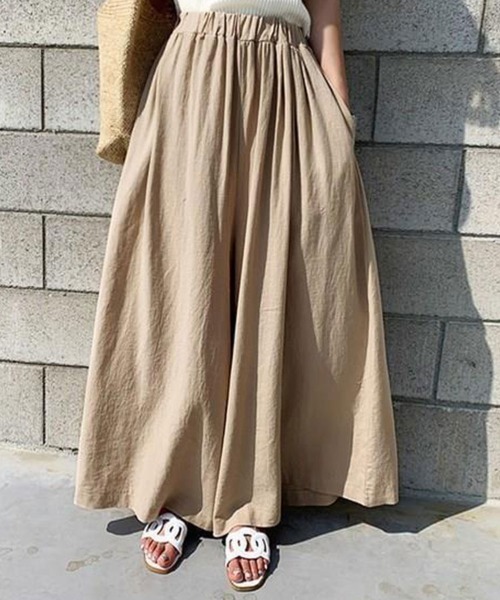 SallyLunn(サリーラン)の「リネンタッチワイドガウチョパンツ(その他パンツ・レディース・グレー/ブラック/ネイビー/ベージュ・FREE)」の3枚目の写真