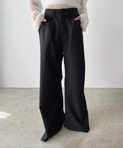 Jewelobe(ジュエローブ)の「レースディテールワイドスラックス(スラックス・レディース・グレー/ブラック・M/L)」の12枚目の写真