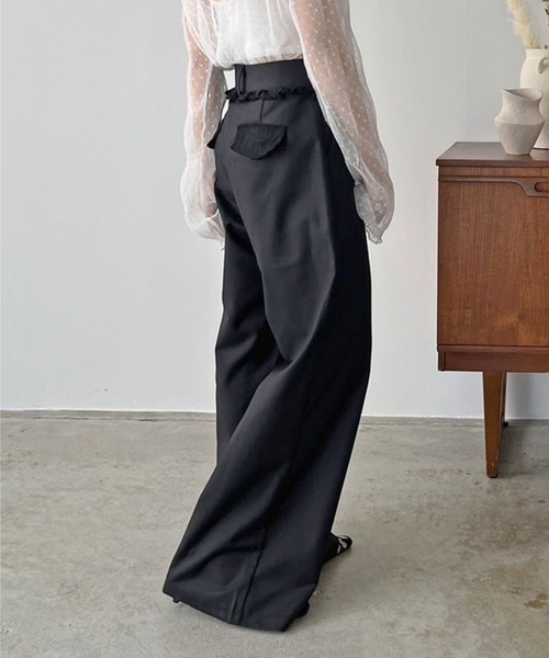 Jewelobe(ジュエローブ)の「レースディテールワイドスラックス(スラックス・レディース・グレー/ブラック・M/L)」の13枚目の写真