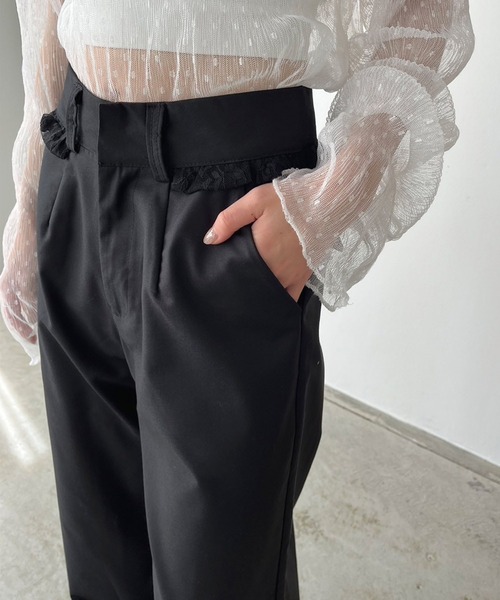 Jewelobe(ジュエローブ)の「レースディテールワイドスラックス(スラックス・レディース・グレー/ブラック・M/L)」の15枚目の写真