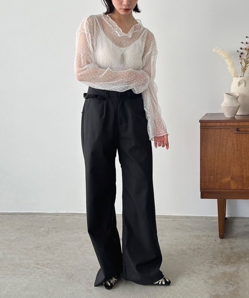 Jewelobe(ジュエローブ)の「レースディテールワイドスラックス(スラックス・レディース・グレー/ブラック・M/L)」の18枚目の写真