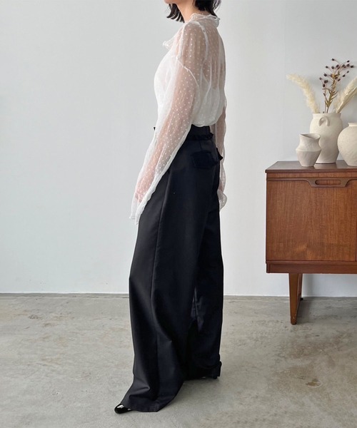 Jewelobe(ジュエローブ)の「レースディテールワイドスラックス(スラックス・レディース・グレー/ブラック・M/L)」の19枚目の写真