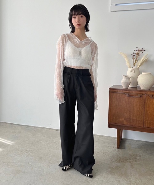 Jewelobe(ジュエローブ)の「レースディテールワイドスラックス(スラックス・レディース・グレー/ブラック・M/L)」の20枚目の写真