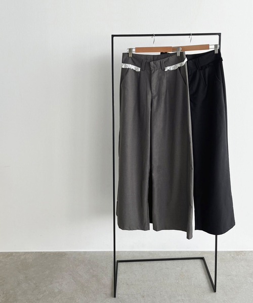 Jewelobe(ジュエローブ)の「レースディテールワイドスラックス(スラックス・レディース・グレー/ブラック・M/L)」の21枚目の写真