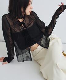◆tulle lace ribbon blouse