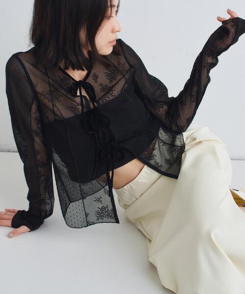 CODE A コードエー tulle lace ribbon blouse tulle lace ribbon blouse（シャツ・ブラウス） | CODE A
