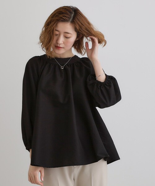 grove(グローブ)の「2WAYサッカースモックブラウス(シャツ/ブラウス・レディース・オフホワイト/ブラック/グリーン・02/03/04/01/05)」の13枚目の写真