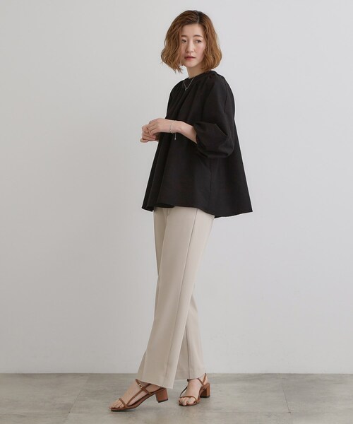 grove(グローブ)の「2WAYサッカースモックブラウス(シャツ/ブラウス・レディース・オフホワイト/ブラック/グリーン・02/03/04/01/05)」の16枚目の写真