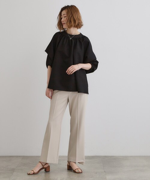 grove(グローブ)の「2WAYサッカースモックブラウス(シャツ/ブラウス・レディース・オフホワイト/ブラック/グリーン・02/03/04/01/05)」の17枚目の写真