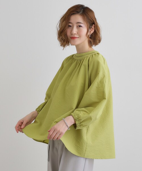 grove(グローブ)の「2WAYサッカースモックブラウス(シャツ/ブラウス・レディース・オフホワイト/ブラック/グリーン・02/03/04/01/05)」の19枚目の写真