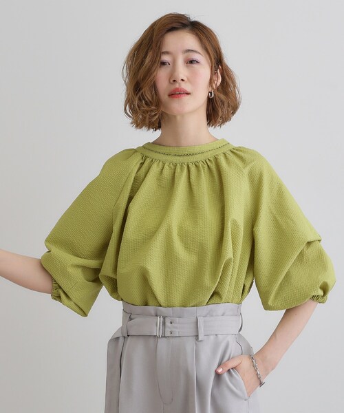 grove(グローブ)の「2WAYサッカースモックブラウス(シャツ/ブラウス・レディース・オフホワイト/ブラック/グリーン・02/03/04/01/05)」の21枚目の写真