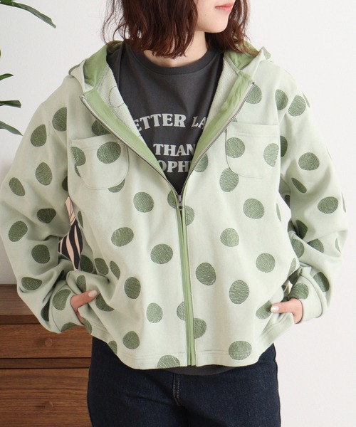 パーカー EMAGO ドットイヌ刺繍ＺＩＰパーカー レディース 楽天市場】ドットイヌ刺繍ZIPパーカー emago ナチュラル