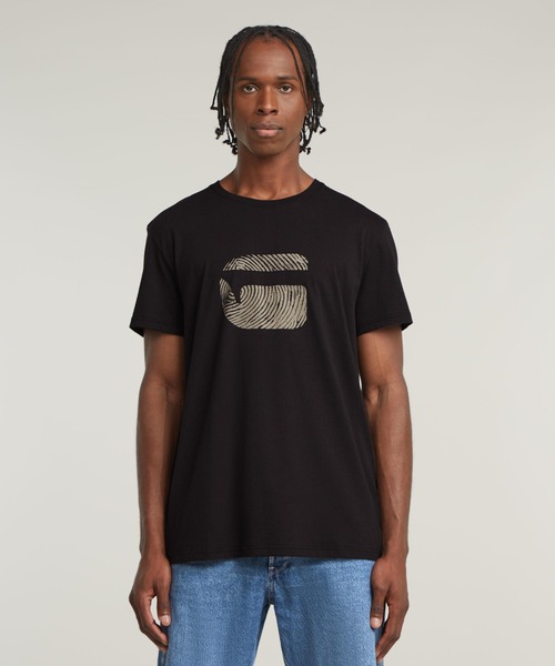 G-STAR（ジースター）の「Finger Print Burger T-Shirt/バーガーブランドロゴTシャツ（Tシャツ/カットソー・メンズ・ダークブラック/ダークブルー/ホワイト・LARGE/MEDIUM/SMALL/X-LARGE/X-SMALL）」の4枚目の写真