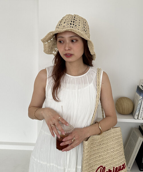 DISCOAT(ディスコート)の「ペーパーチューリップハット(ハット・レディース・ライトベージュ/グレイッシュベージュ・FREE)」の3枚目の写真